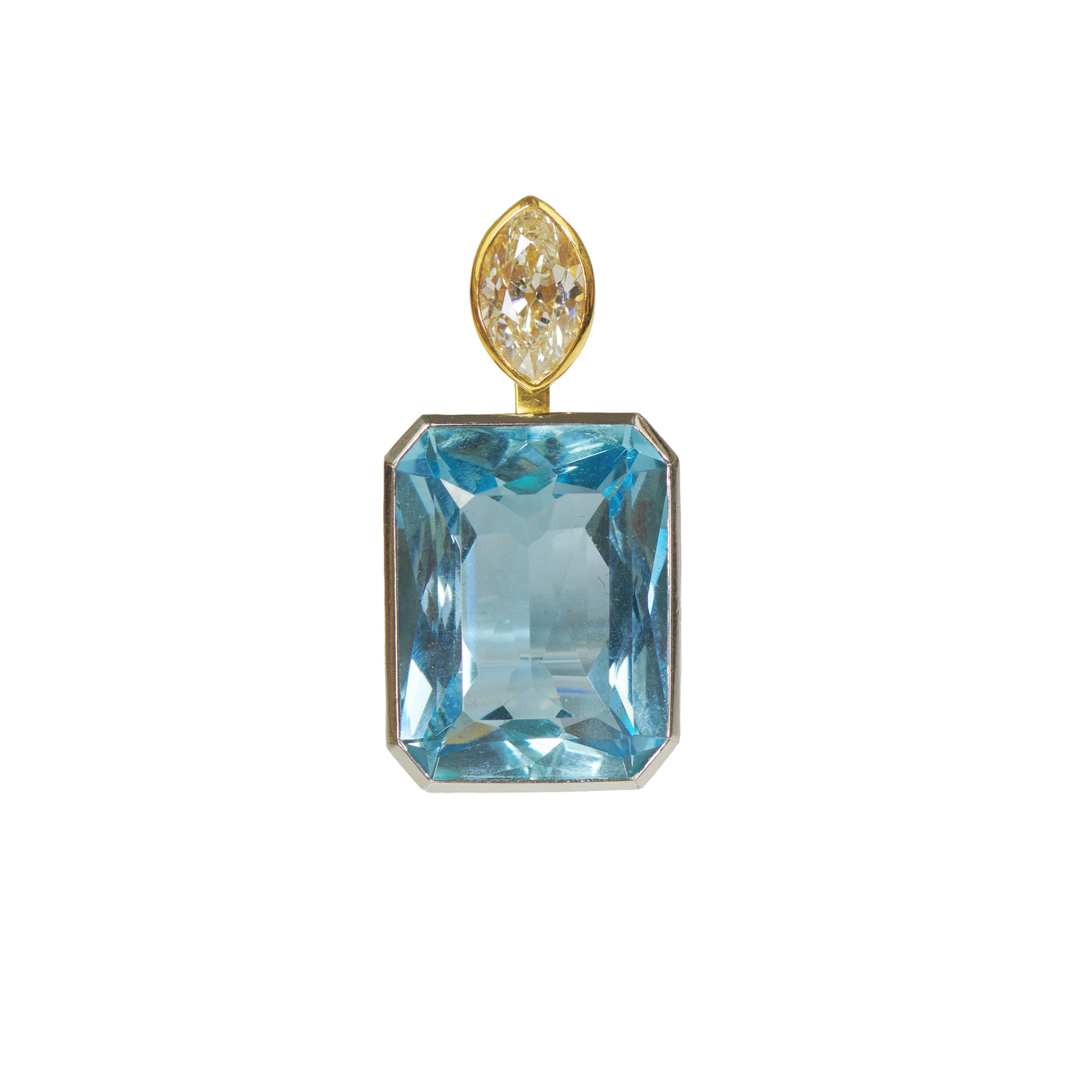 Anhänger Serenity aus Gelbgold und Platin mit Aquamarin und Diamant
