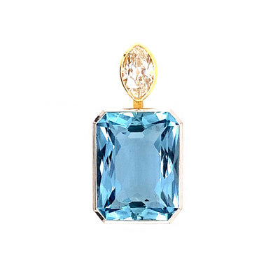 Anhänger Serenity aus Gelbgold und Platin mit Aquamarin und Diamant