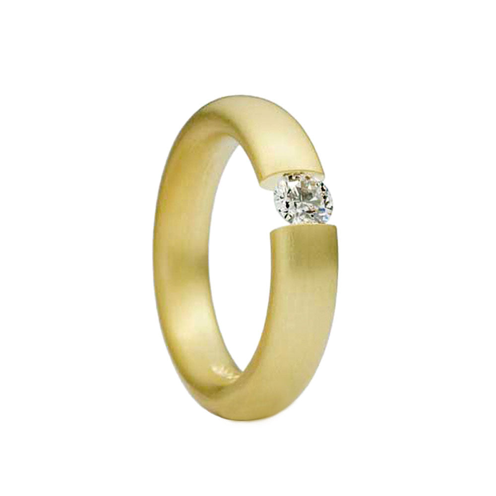 Spannring Oval aus Grüngold mit Diamant