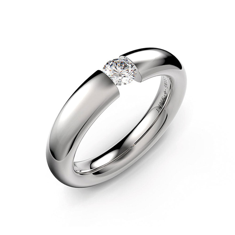 Spannring Oval aus Platin mit Diamant