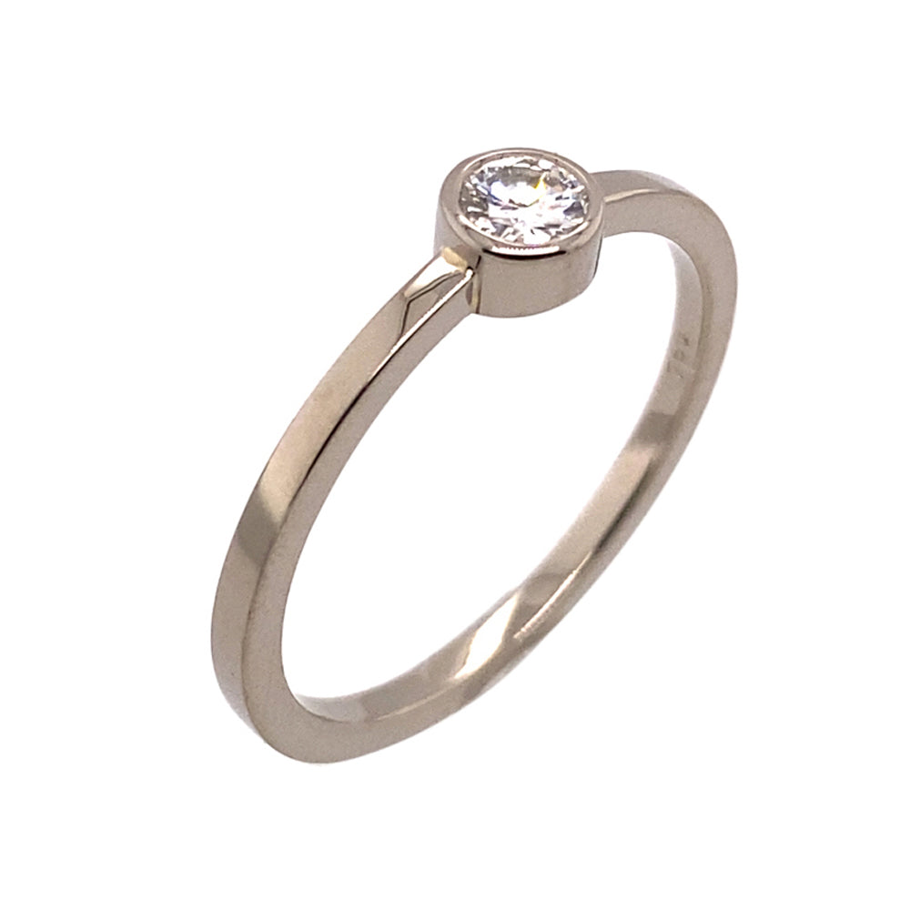 Ring Feiner Solitär aus Weißgold mit Diamant
