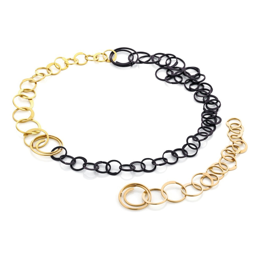 Halsschmuck Ösenkette aus Gelbgold und Eisen