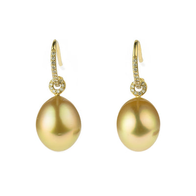 Ohrhänger Yellow Star aus Gelbgold mit Brillant und Zuchtperle