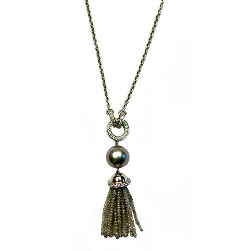Halsschmuck Platissimi aus Platin mit Brillant, Diamant und Tahitizuchtperle