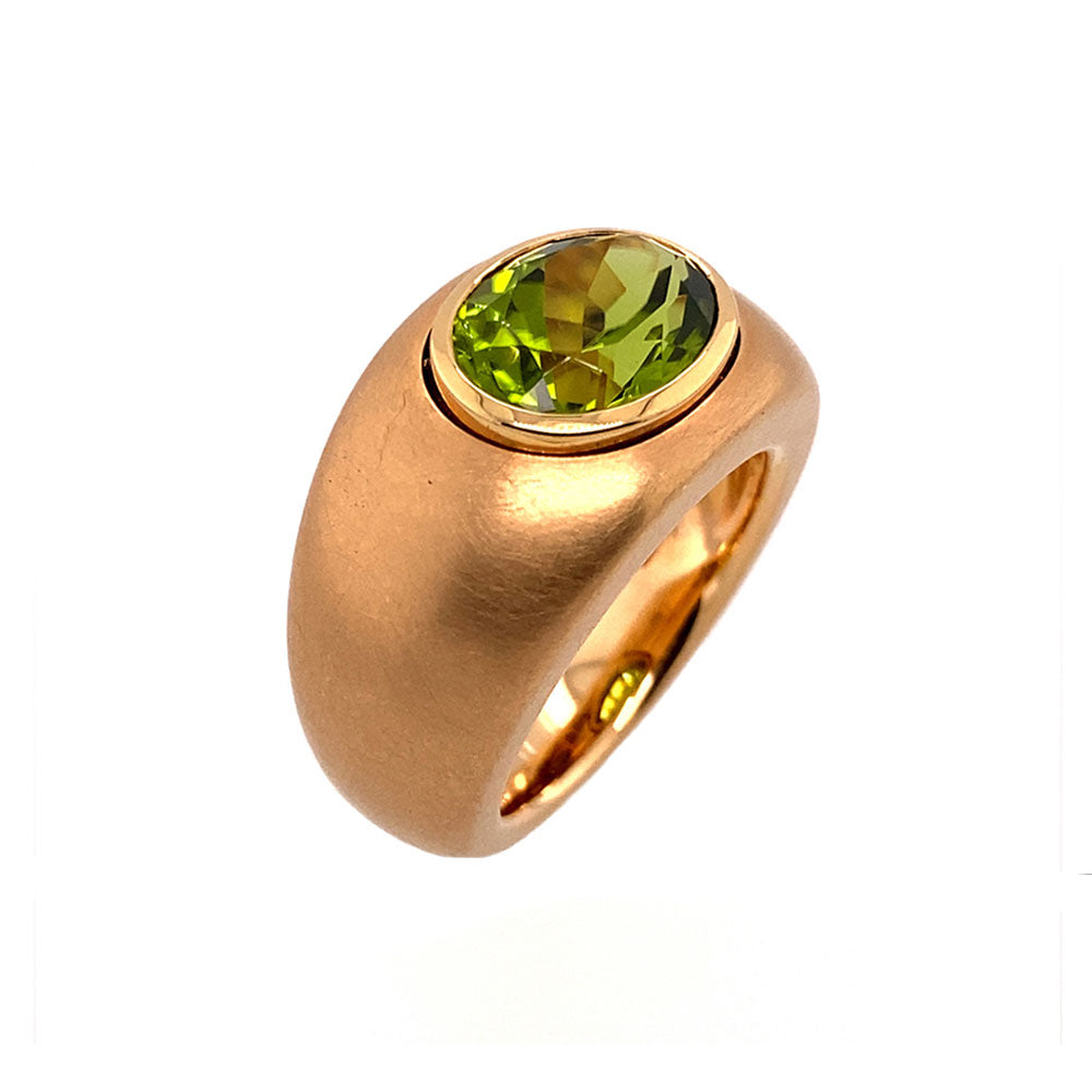 Ring Peridot aus Rotgold mit Peridot