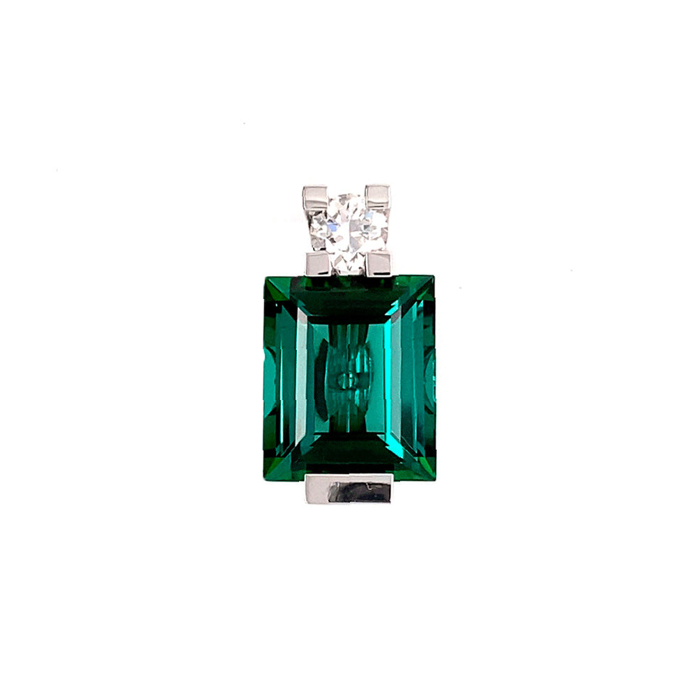 Anhänger Balance aus Weißgold mit Turmalin und Diamant