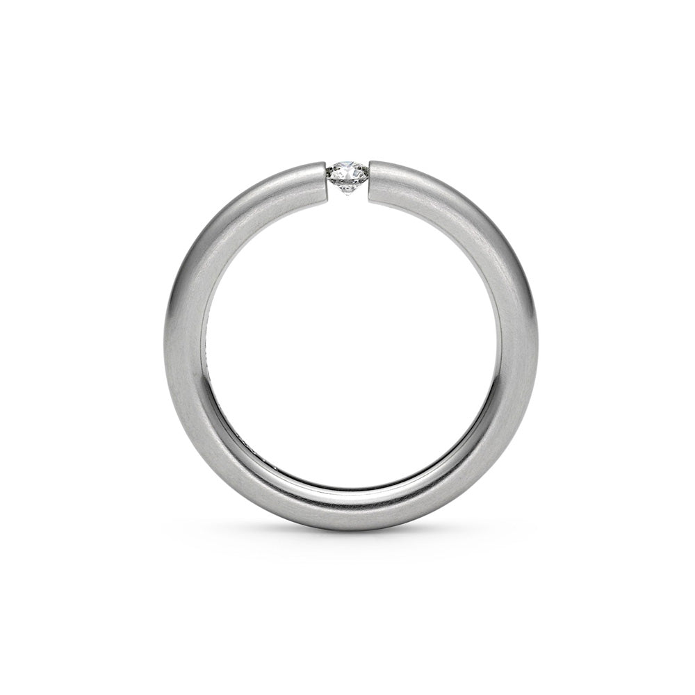 Spannring S Rund aus Platin mit Brillant