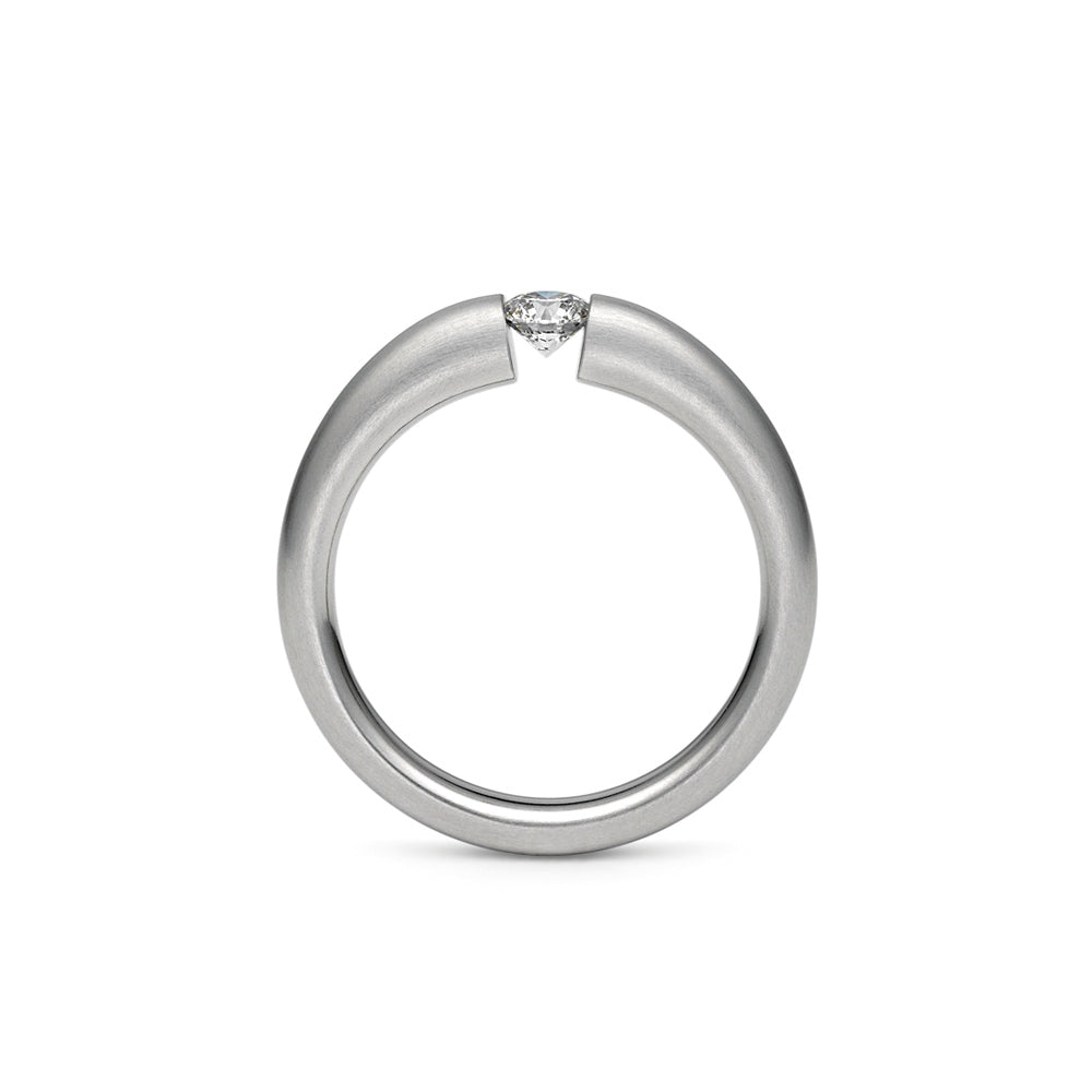 Spannring S Verlauf aus Platin mit Brillant