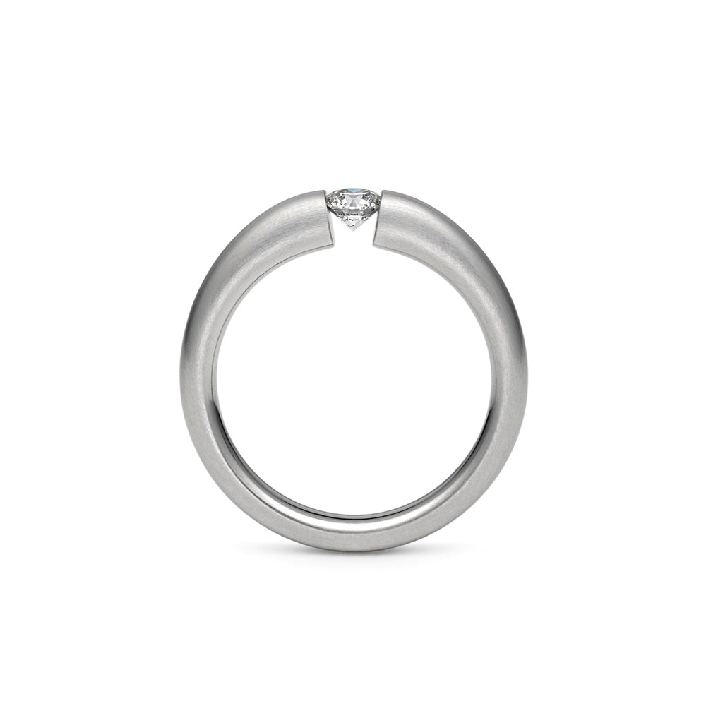 Spannring S Verlauf aus Platin mit Brillant
