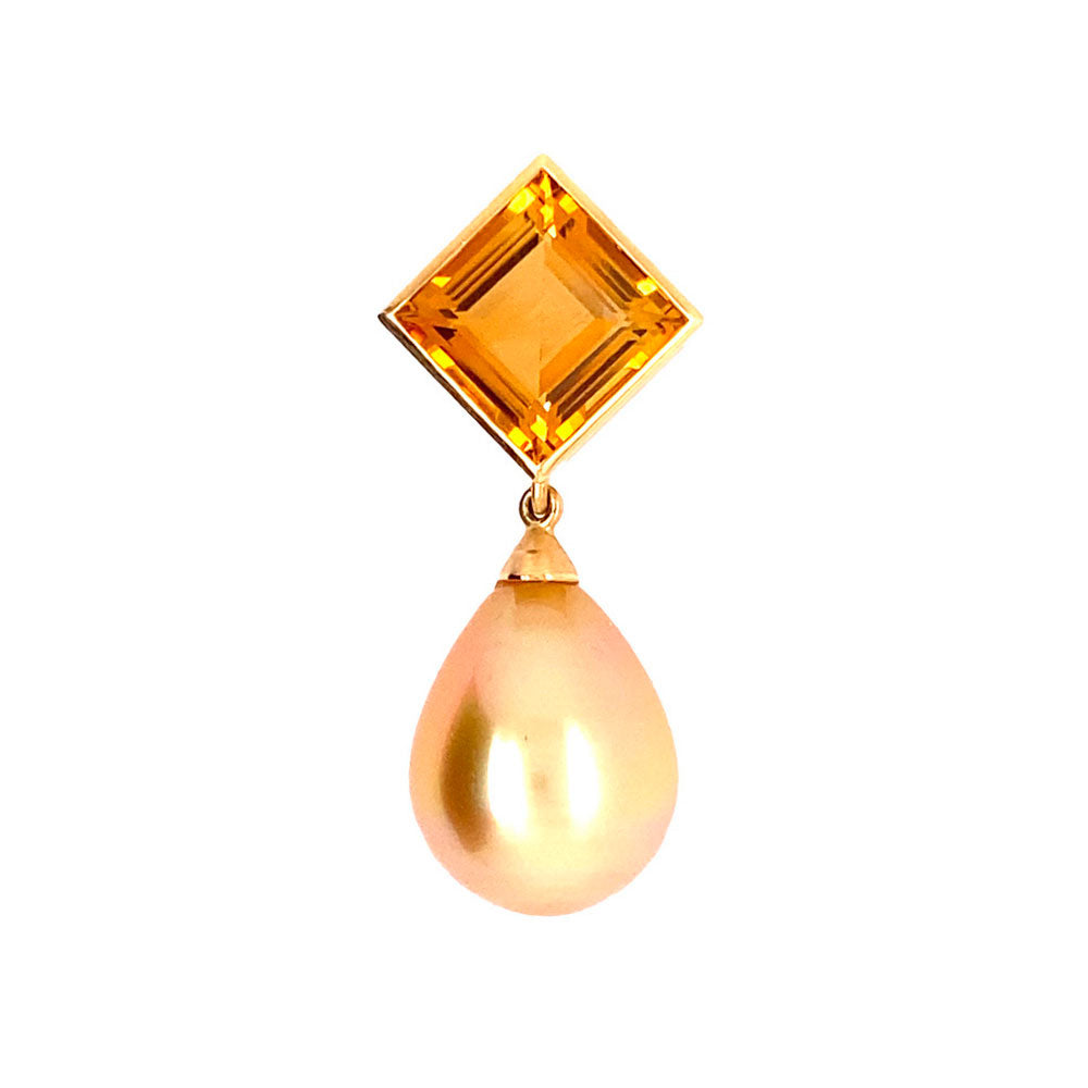 Anhänger Sole aus Gelbgold mit Südseezuchtperle und Citrin