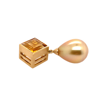 Anhänger Sole aus Gelbgold mit Südseezuchtperle und Citrin