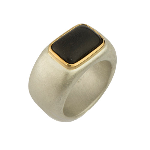 Ring malEben aus Silber und Gelbgold mit Ebenholz