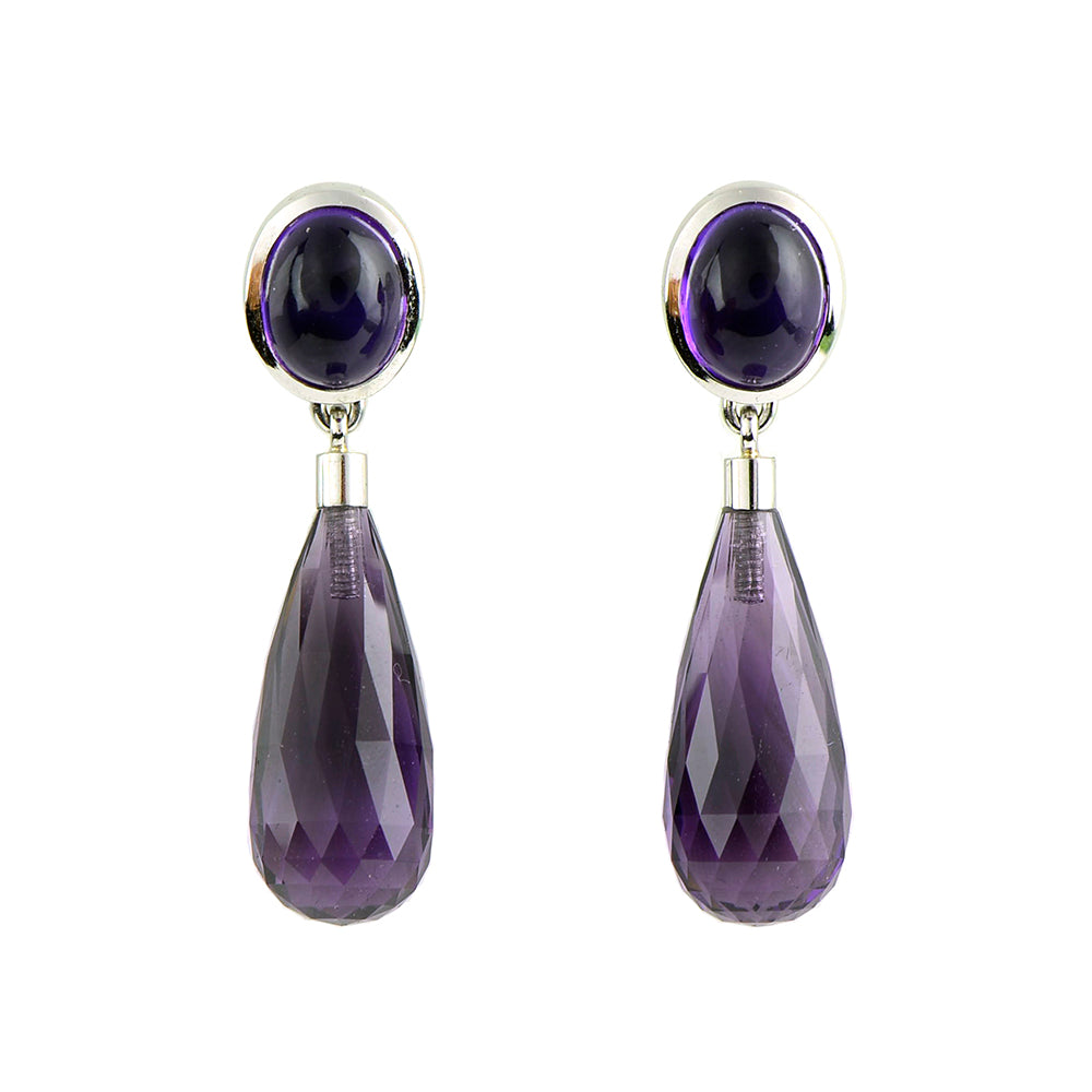 Ohrschmuck Purple Rain aus Platin mit Amethyst