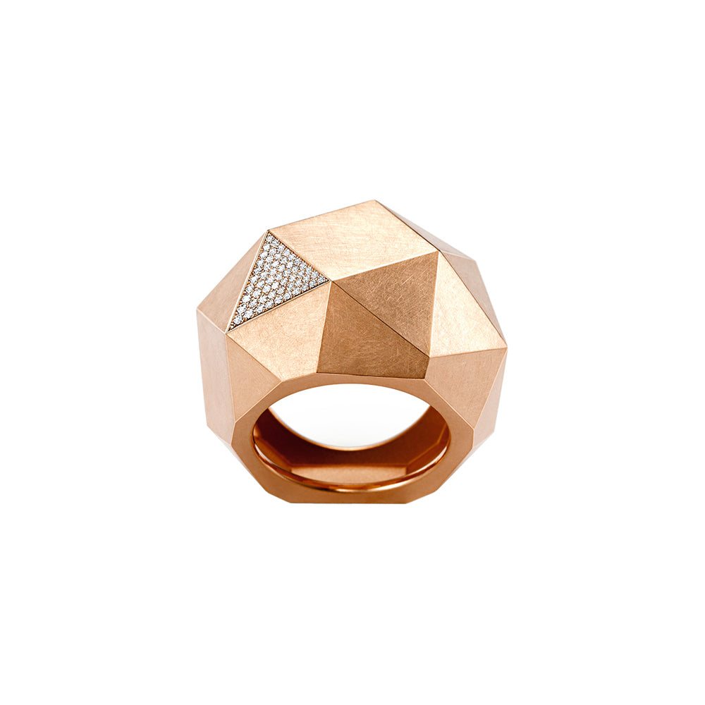 Ring Kristallit aus Rotgold mit Diamant