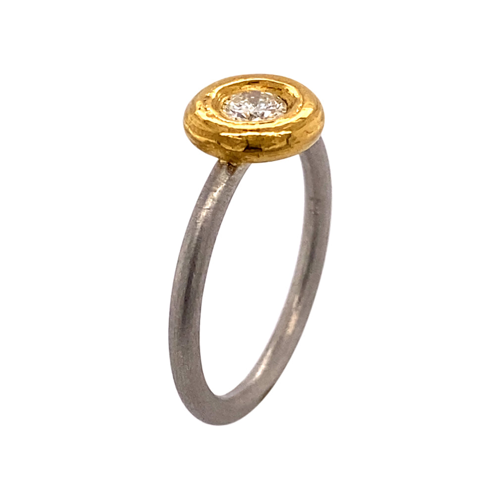 Ring Duett aus Platin und Gold mit Brillant