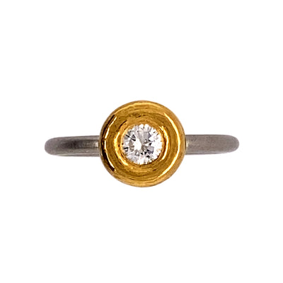 Ring Duett aus Platin und Gold mit Brillant