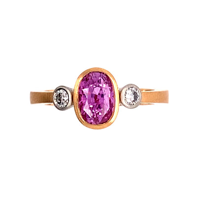 Ring Tres aus Rotgold und Platin mit Saphir und Diamant