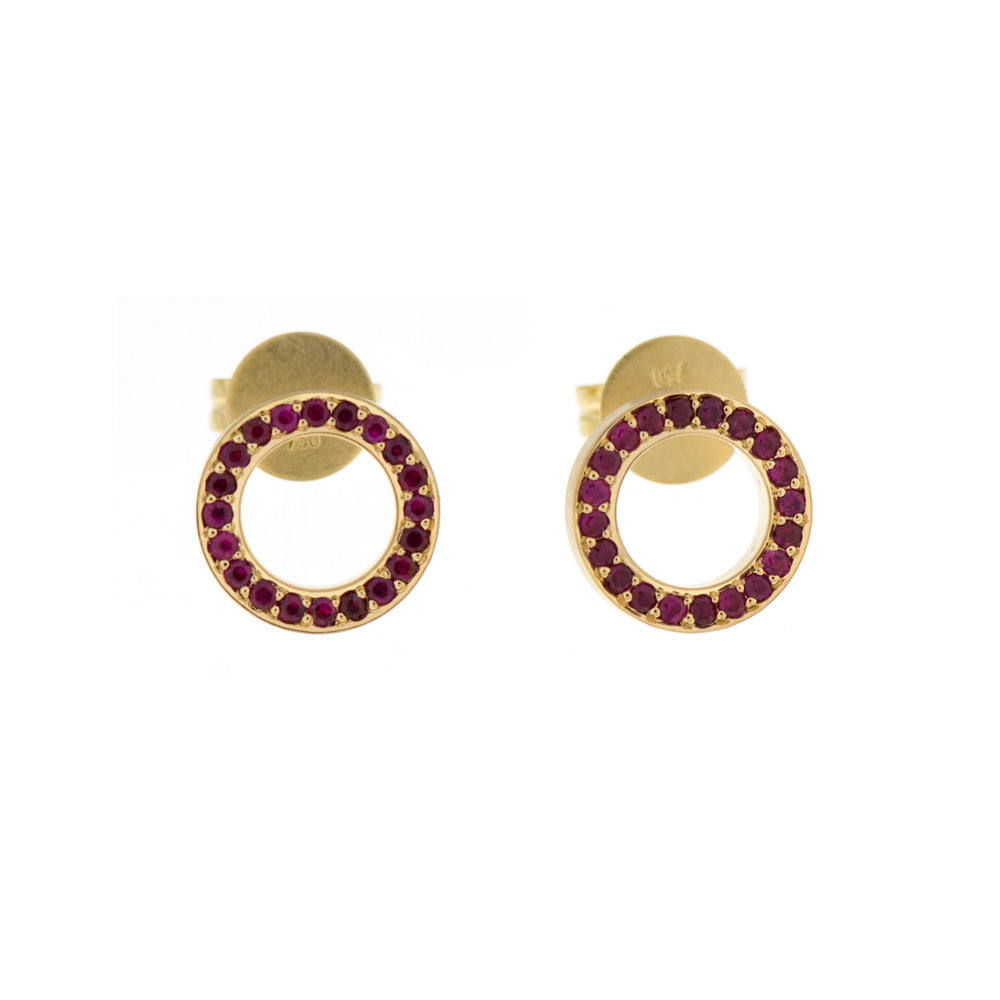 Ohrstecker Karma littles aus Gelbgold und Platin mit Rubin
