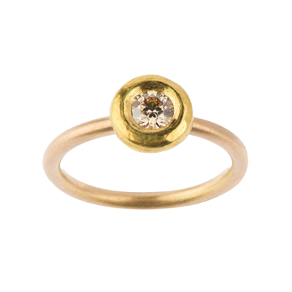 Ring Duett Color aus Rotgold und Feingold mit Diamant