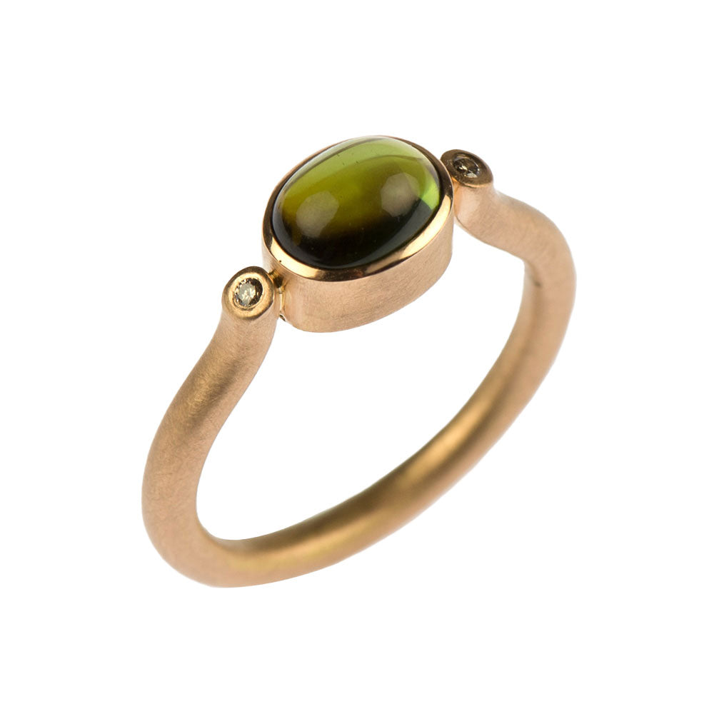 Ring Dude aus Rotgold mit Turmalin und Diamant