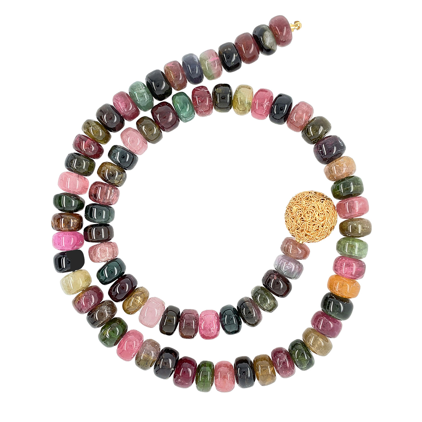 Steinkette Rainbow aus Gelbgold mit Turmalin