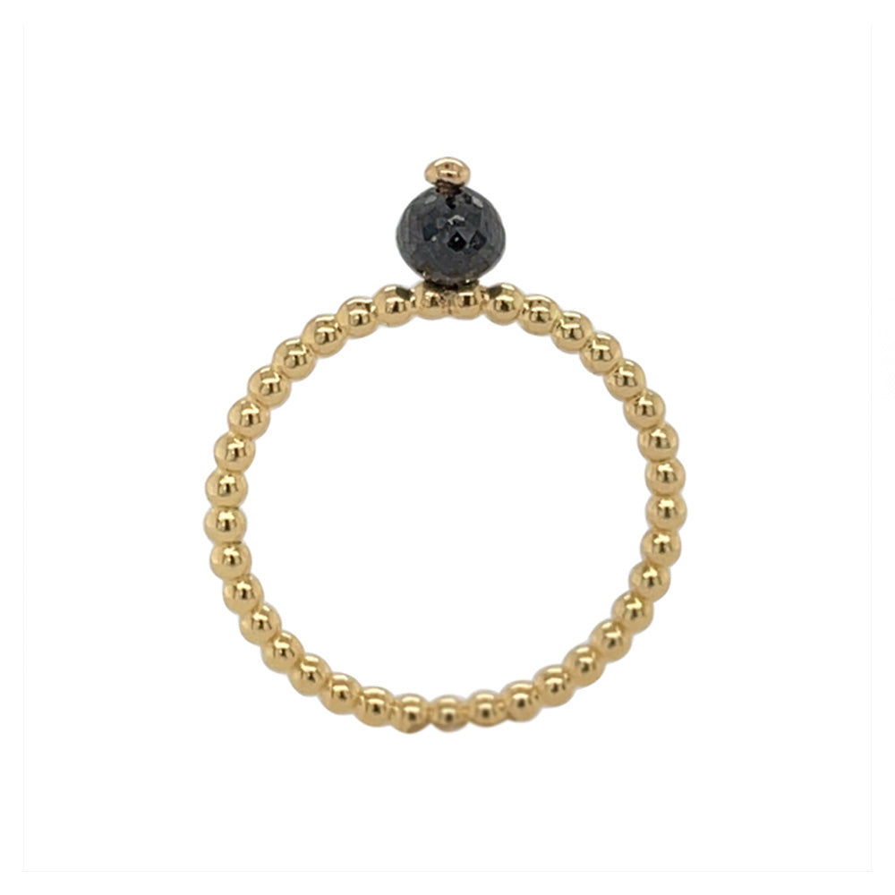 Ring Perldraht Disco aus Gelbgold mit Diamant
