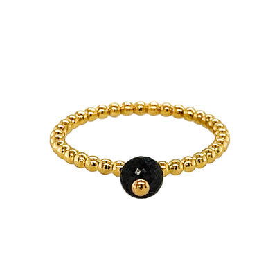 Ring Perldraht Disco aus Gelbgold mit Diamant