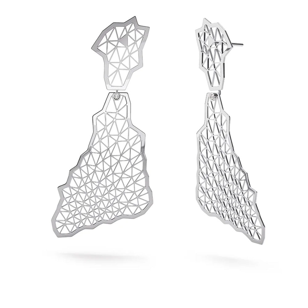 Ohrhänger Topia Vision Dreieck aus Platin mit Diamant