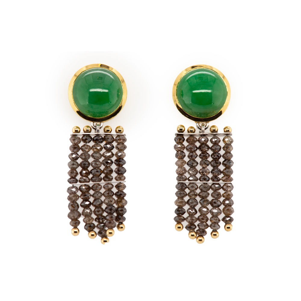 Ohrschmuck Yu Bubbles aus Gelbgold und Platin mit Jadeit und Diamant