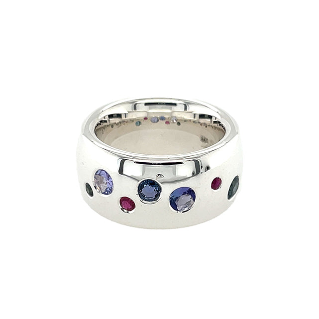 Ring Farbenspiel Beerenblau aus Silber mit Rubin und Saphir