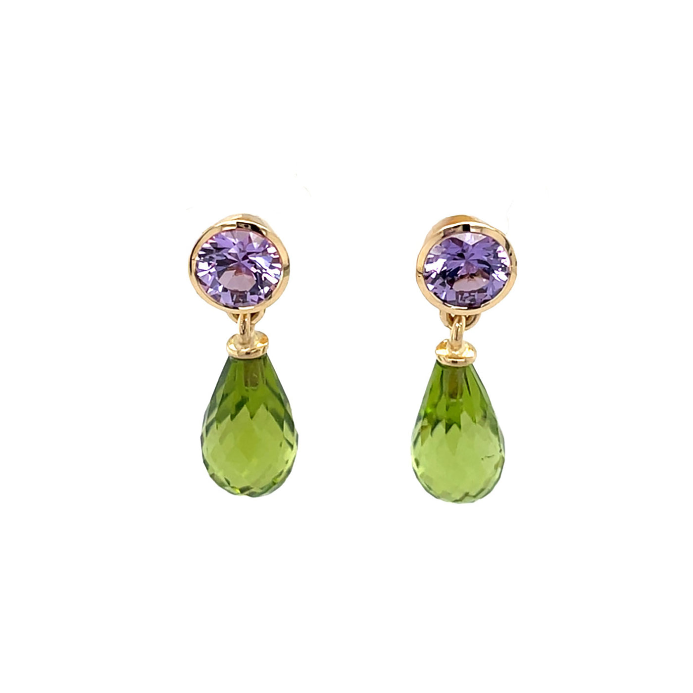 Ohrschmuck Midsommar aus Gelbgold mit Saphir und Peridot