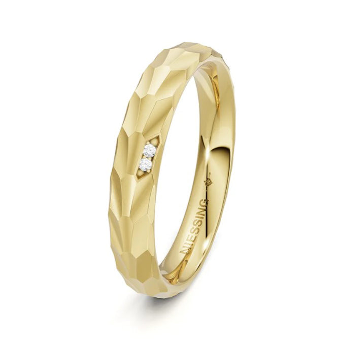 Trauring Leaf aus Gelbgold mit Diamant