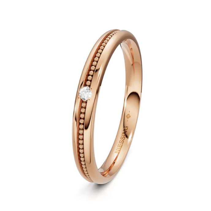Trauring Art Deco aus Rotgold mit Diamant